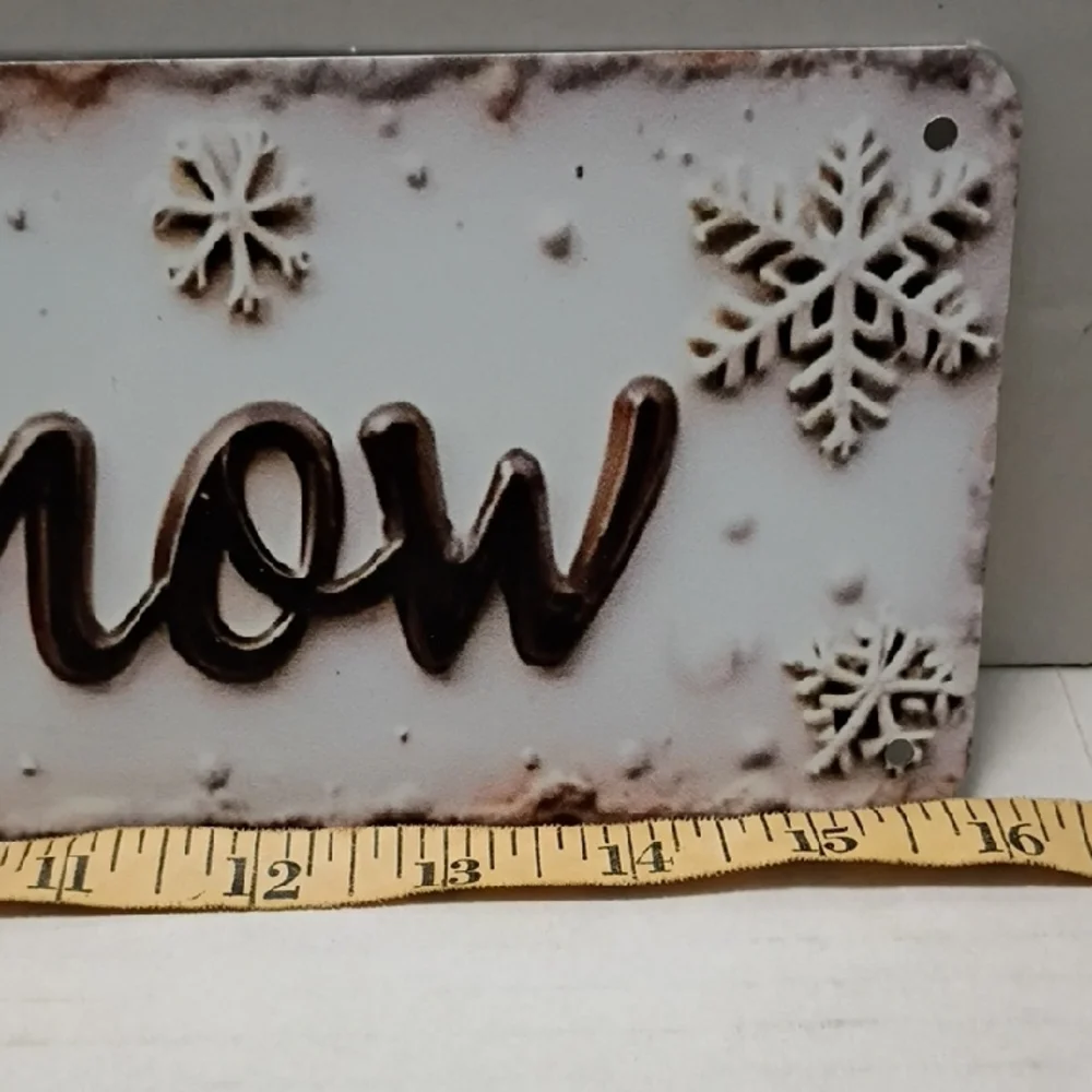 Let it Snow Metal Holiday Wall‎ / Wreath Sign - White and Brown